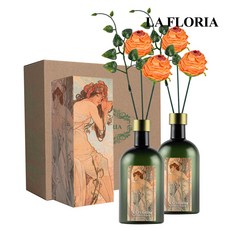 라플로리아 꽃 디퓨저, 2개, 500ml, S1.블랙체리 향/A10.둥근장미(소)L12/오렌지