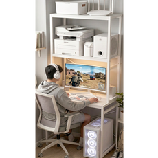 선반책상 3단책상 좁은 공간 책상 수납 컴퓨터 책상, 화이트