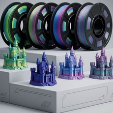 Filajoy3D FDM 3D 프린터 범용 PLA 실크 소모품 지름 1.75mm 4종 세트, 다색, 실크무지개세트250g*4