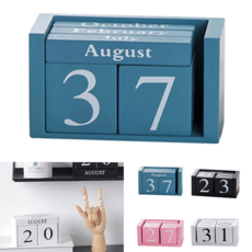 사무실 책상 월 일 표기 우드블럭 카페 인테리어 나무달력 데스크 캘린더, 블랙