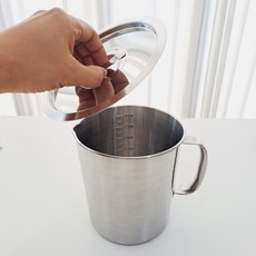 스텐 계량컵 뚜껑세트 업소용 비커, 1개, 1L
