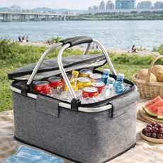 로로먼트 접이식 보냉가방 쿨러백 넉넉한 아이스백 캠핑 피크닉 도시락 가방, 20L, 그레이