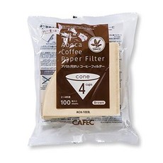 Cafec 카펙 아바카 콘 필터 원추형 여과지 4컵 브라운 100매, 100개, 1개