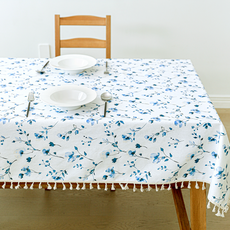 캐프마켓 플라워 린넨 테이블보 식탁보, 1개, 4인(140 x 180 cm), 블루 1개, 4인(140 x 180 cm), 블루