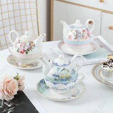 로맨틱 드레스 티포트 1인용 티팟, 201-300ml, 목가적인 백합, 201-300ml