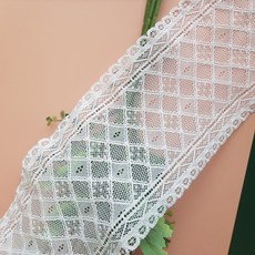 dklace 스판레이스 모음 / 레이스 2036 폭 13cm 자가드 낙하판, 화이트, 1개