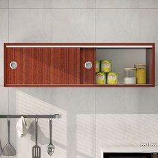 벽걸이 상부장 그릇 수납장 진열 보관함 탕비실 수납, 조립형, 티크컬러 60x30x30 단층