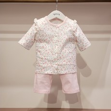 [아가방] 강남점*플라워 패턴에 화사한 7부실내복/안심 무형광 면100%