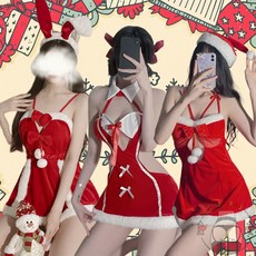 聖誕偷心款大尺碼毛絨聖誕節cosplay性感連衣裙 主播戰袍 派對服裝 多種尺寸可選