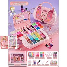 兒童化妝品套裝 無毒女孩彩妝盒 小公主生日禮物 可水洗, 1個, 小香風美妝手提包娃娃+貼畫