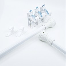 굿즈팡팡 못없이커튼봉 안뚫어고리 슬림파워 + 커튼봉 + 후사고리 세트상품, 화이트10자, 1세트