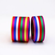 일곱색깔 색동 원단리본 한복머리핀재료, 1개, 15mm