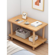 침대협탁 우드 수납 사이드 테이블 소형, 1개, 이중층 화이트 60x30x53cm