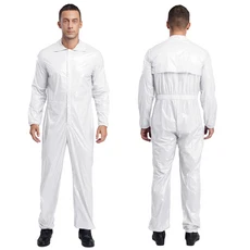 남성 공장 작업복 유광 방수 먼지 부드러운 긴 소매 점프수트, 01 S, 05 Ivory