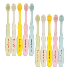 [컨트리세이브] 유아칫솔 1단계 12~36개월 이중미세모, 2개, 5개입, 그린,화이트,옐로우,핑크,블루