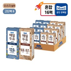 매일유업 매일두유 고단백+오리지널 혼합구성, 16개, 190ml