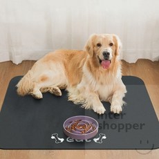 라프샵 강아지식기매트 반려동물 식기매트 80x50cm 뼈다귀 챠콜