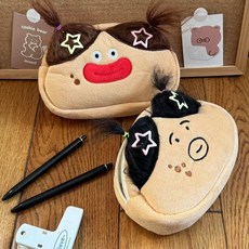 못난이 감자 머리핀 머리카락 봉제 필통 인형, 1개, 블랙머리