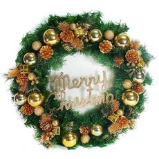 摩達客耶誕 台灣製20吋豪華高級聖誕花圈(金色系)(台灣手工組裝出貨), 1個, 金色系