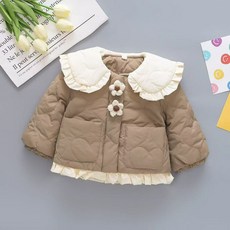 台灣出貨 童裝 女寶寶洋氣加厚外套 秋冬兒童暖棉夾克 冬款 女童輕薄夾棉棉服 新款小童小香風棉衣棉襖 娃娃領 寶寶外套