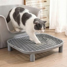 Tinduo 고양이 화장실 모래매트 2중 구조 사막화 방지 발판매트 모래누출 방지 컨트롤 매트, 1개, 그레이