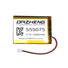 리튬폴리머 배터리 충전지 555075 3.7V 2500mAh, 1개, 1개입