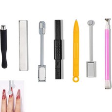 YIBOOOM 네일용 마그넷 강력 자석 타입 마그넷 마그넷 펜 붓 꽃무늬 3D 캣아이 자석 초강력 고양이 눈처럼 보이는 효과 DIY 네일 아트 툴 캣아이젤용 7점 세트