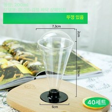 카페 일회용 파르페포장용기 뚜껑없음 푸딩 커피숍 스푼 핑크레드, 뚜껑 포함 블랙 28cm 발컵 40개, 1개, 1개