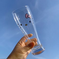 Hello Kitty 玻璃杯 韓國Ins風格 450毫升, 大號收腰粉kt,450毫升, 1個