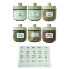 살림을 더하다 뚜껑 일체형 유리양념병 300ml 6개 + 25종 라벨지1매, 한세트, 1개