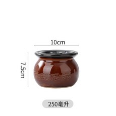 沙縣小喫陶瓷瓦罐 煲湯燉盅, 5號瓦罐250ml帶蓋 直徑10cm, 10cm