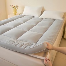 아리엘노 푹신한 사계절 대두섬유 침대 토퍼 매트리스 바닥매트 10cm, 그레이