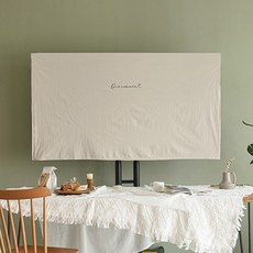 TV 커버 티비덮개 가리개 면 가리개 먼지커버 베이지_65인치 (148 X 88cm)