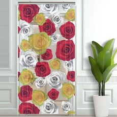 방충망 현관문 업소용 발 플라워 파리문발 현관출입구