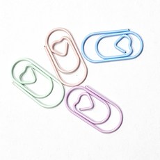 해피KZ174] 페이퍼 종이 서류 하트 디자인 클립 40개, 퍼플40개