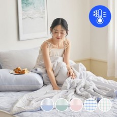 모던하우스 ON 3도씨 쿨나잇 냉감 얇은 솜이불, 블루체크