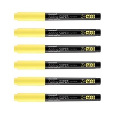 모나미 Adding-SUPER 에딩슈퍼 600 형광펜 / 모나미형광펜 에딩슈퍼 모나미에딩 모나미에딩슈퍼 에딩형광펜 하이라이트펜, 6개, 파스텔옐로우