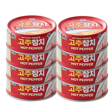 사조 참치 캔 고추참치 / 안심따개, 8개, 135g