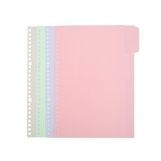 活頁紙 活頁本 20孔 26孔 B5 A5活頁夾 活頁夾 筆記本 記事本 手帳 學生 辦公室 文具 星星小舖, 1個, A5 馬卡龍色分隔頁 (4張), 透明