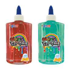 슬라임재료 종이나라 레인보우 컬러 액체풀 슬라임풀 반짝이풀 빨강 초록 147ml