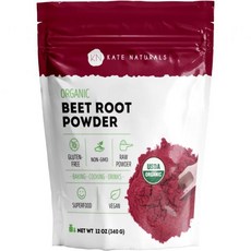 Kate Naturals 과일 가루 분말 파우더 케이트 내추럴스 비트 뿌리 스무디 베이킹 및 주스용 생비트 슈퍼푸드 자연적 빨간색 식품 색소 8온스 비변형 흙내음, 12 온스 (1개 묶음)