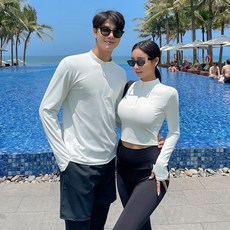 夏季情侶長袖長褲防曬度假風套裝 男女泳衣