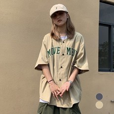 메이리앤 여성 반팔 야구점퍼 오버핏 블록코어 티셔츠