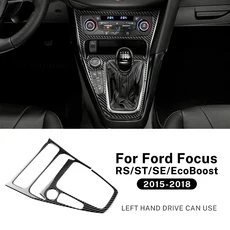 호환포드 포커스 SE RS ST Ecoboost 2015 LHD RHD 자동차 중앙 제어 기어 시프트 패널 용 실제 부드러운 카, 04 For LHD Black Carbon