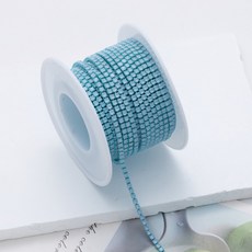 라인석 크리스탈 체인 DIY 주얼리 장식 의류 수선 부자재 원형 유리 액세서리 트림, 1개, SS6.5 2mm 10야드/롤 라이트블루 모카 2mm
