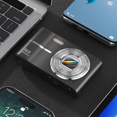 【 禮物首選】 ccd 數位相機 雙攝美顏卡片相機 入門級復古老式照相機 小型便攜相機 CCD風格學生黨, 1個, 黑色