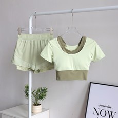 運動套裝女夏季速乾短袖性感晨跑訓練衣專業瑜伽服高端時尚透氣排汗修身顯瘦多場景適用