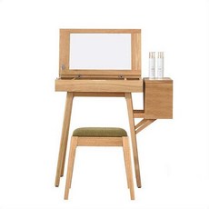 白橡木化妝桌 TB028 北歐風・多功能書桌・附鏡與椅凳