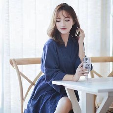 春秋薄款睡袍 寬鬆華夫格男女浴衣 酒店美容院浴袍 情侶睡衣