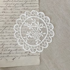 미니 자수 레이스 2color 모티브 컵 매트 티코스터 도일리 찻잔 받침 4p, 미니화이트